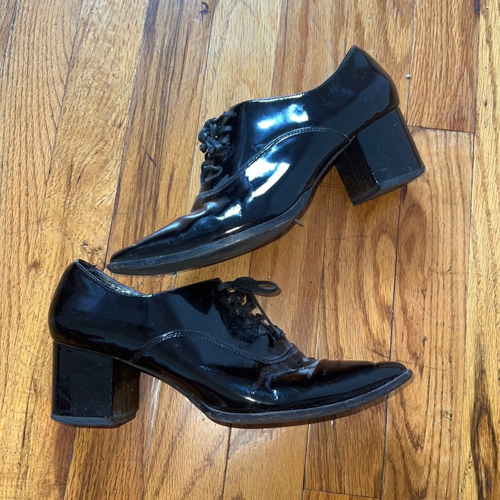 Black Patent block heel booties